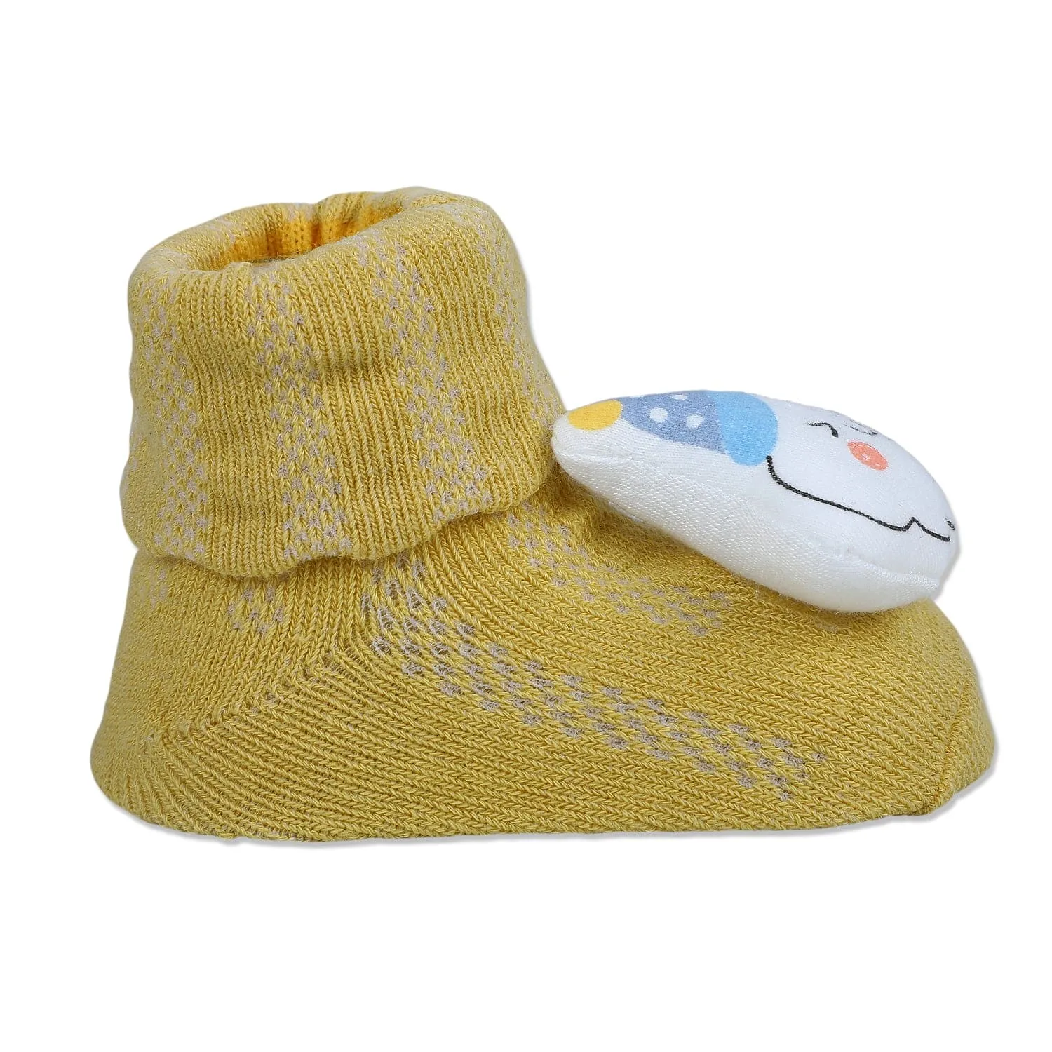 Baby Moo Happy Cloud Cotton Anti-Skid 3D Socks - Yellow