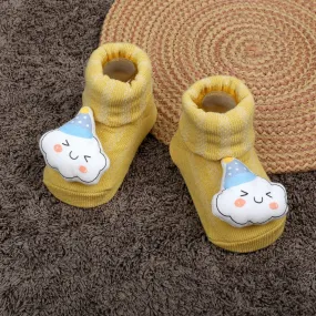 Baby Moo Happy Cloud Cotton Anti-Skid 3D Socks - Yellow