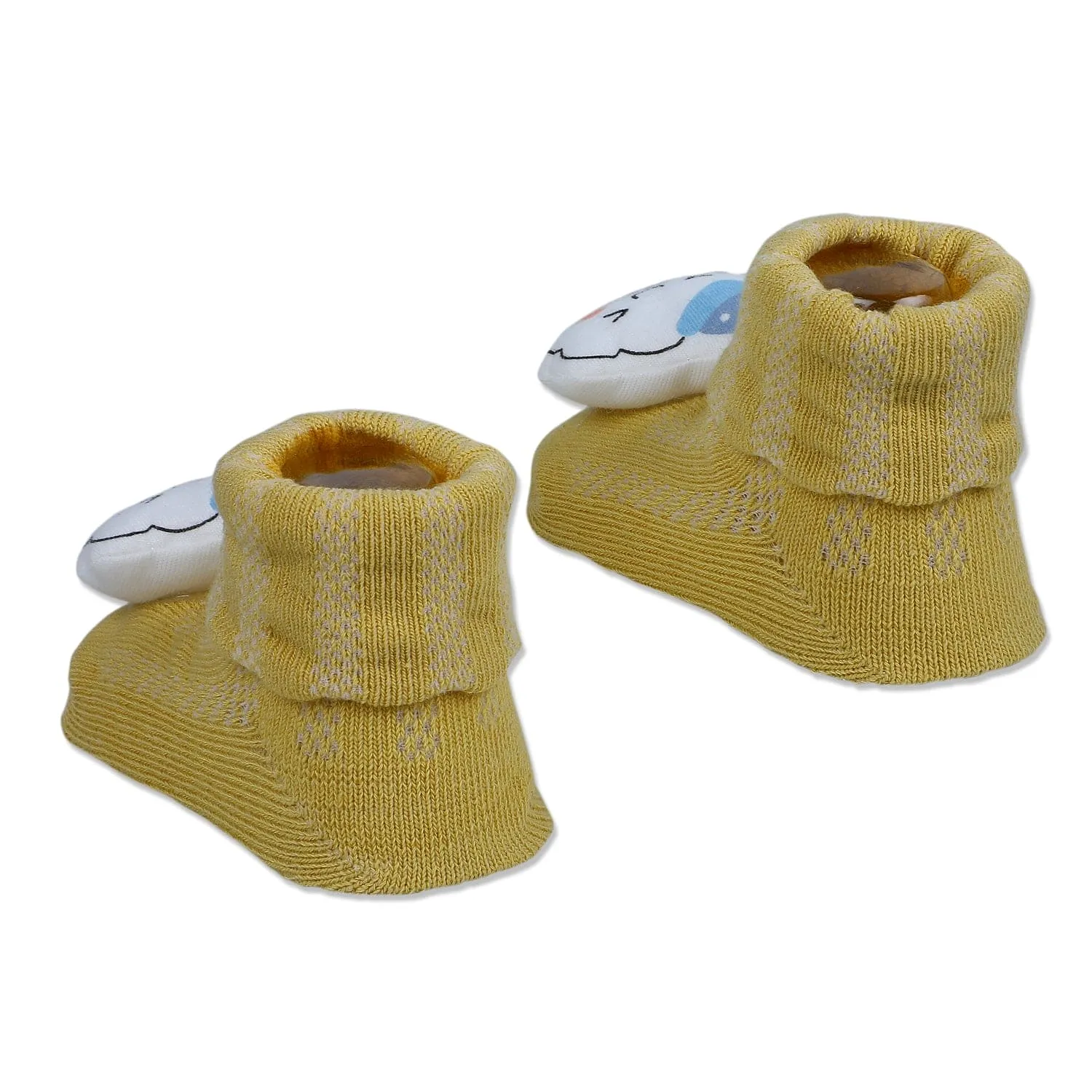 Baby Moo Happy Cloud Cotton Anti-Skid 3D Socks - Yellow