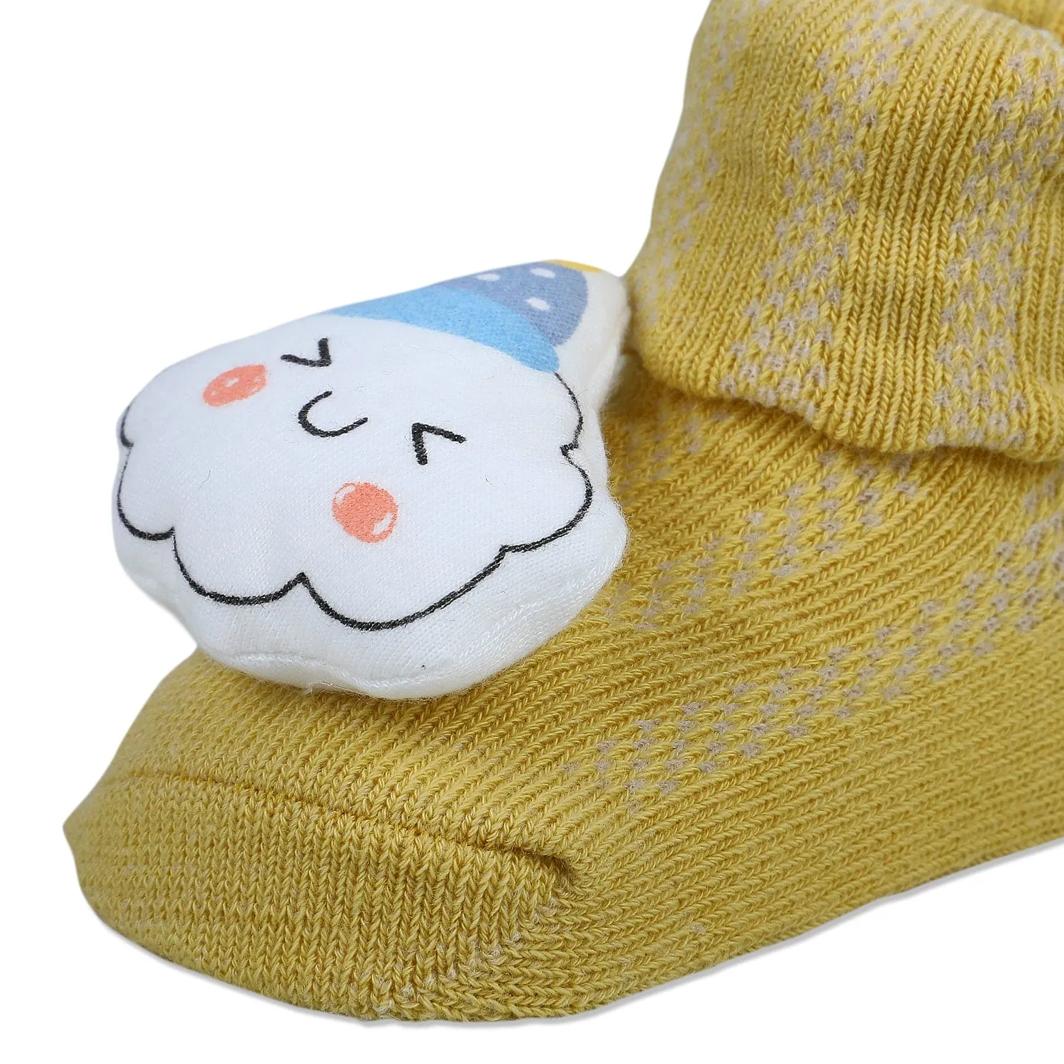 Baby Moo Happy Cloud Cotton Anti-Skid 3D Socks - Yellow