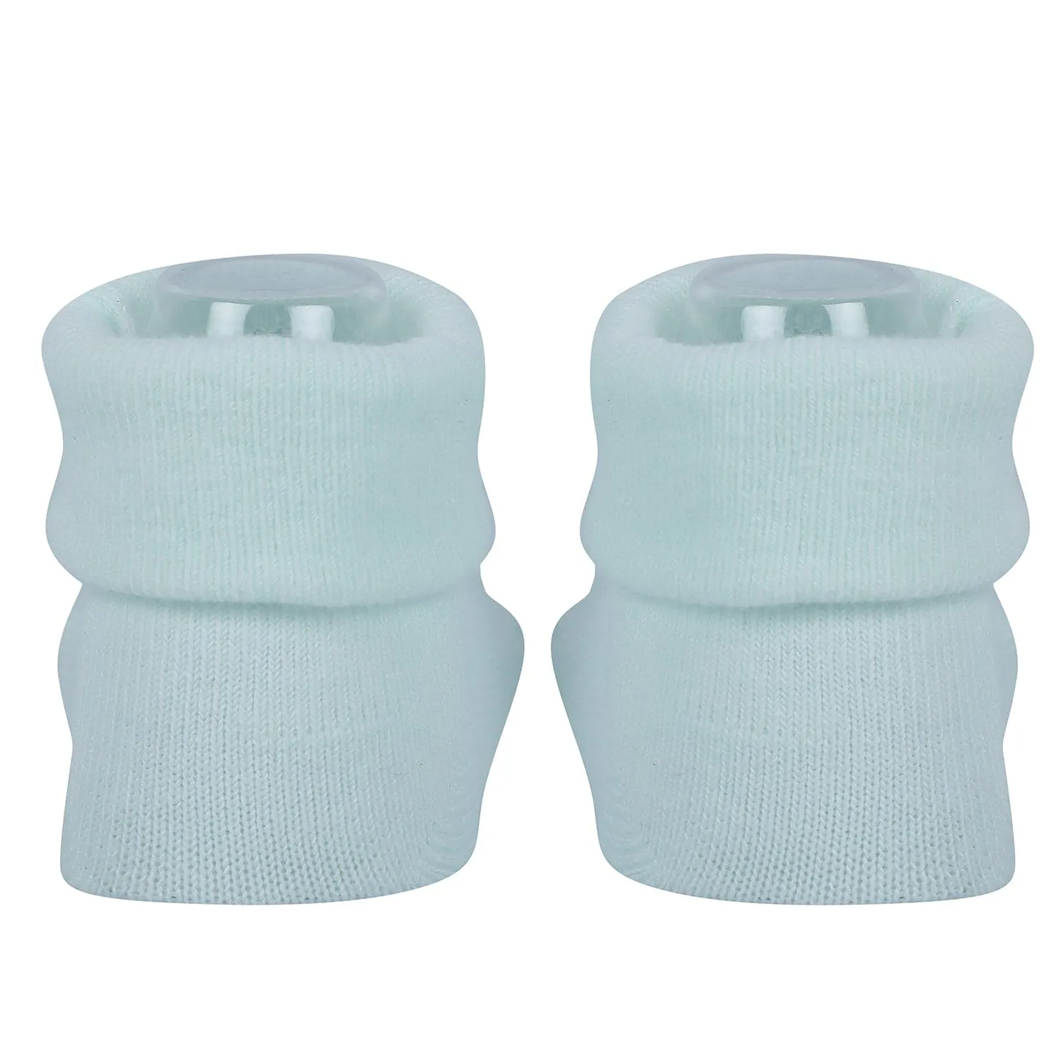 Baby Moo Panda And Cow 3D Rattle Anti-Skid Socks Booties Pack of 2 - Grey, Green