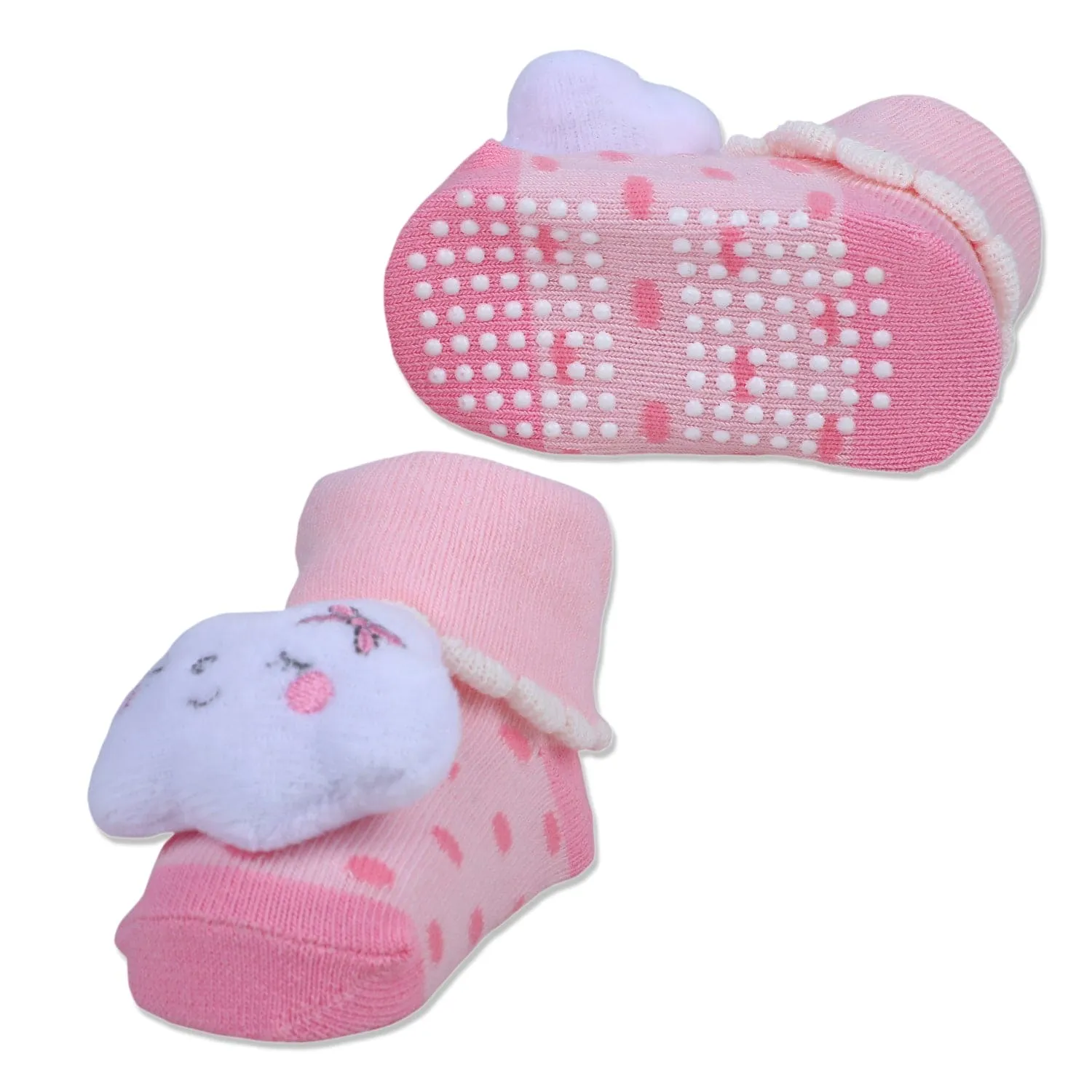 Baby Moo Sleeping Cloud Cotton Anti-Skid 3D Socks - Pink