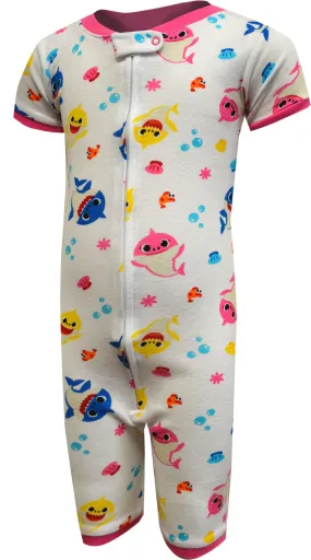 Baby Shark Cotton Infant Girls Sleeper One Piece Pajamas