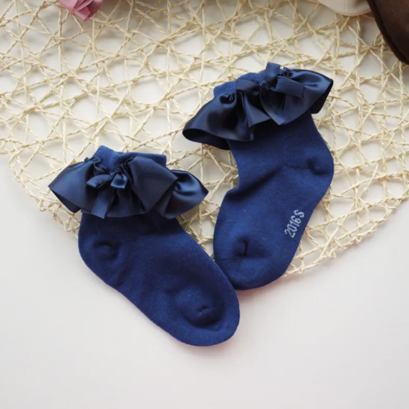 Baby / Toddler Girl Bow Decor Silk Design Stretchy Solid Socks