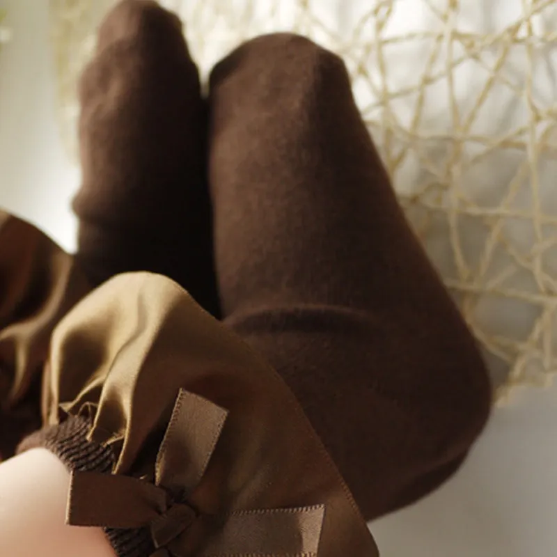 Baby / Toddler Girl Bow Decor Silk Design Stretchy Solid Socks