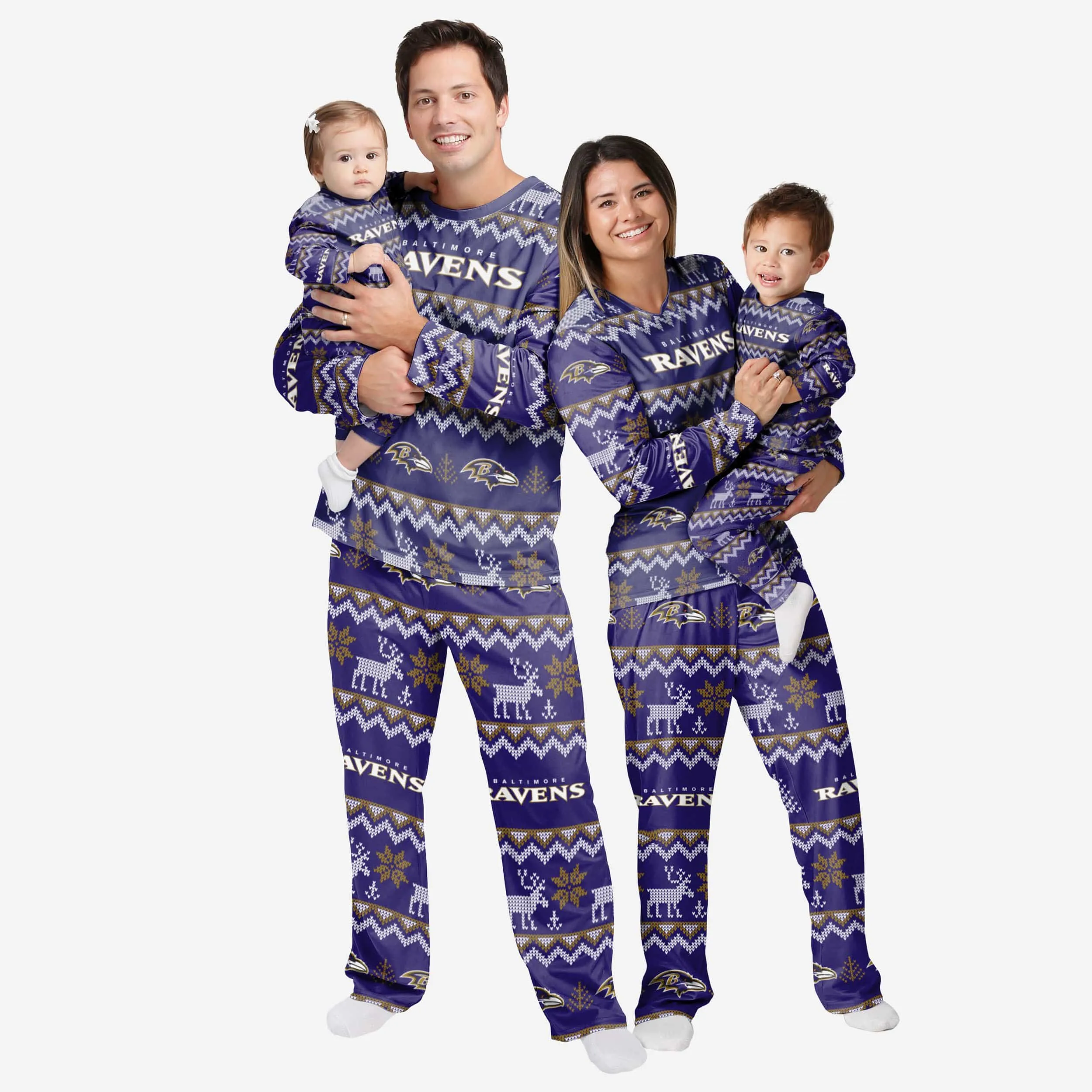 Baltimore Ravens Infant Ugly Pattern Family Holiday Pajamas