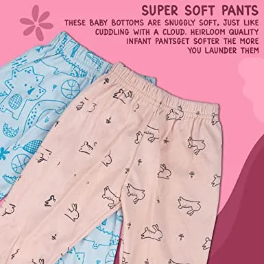 BAYBEE Pack of 6 Cotton Baby Pajamas Leggings Pant with Booties 6-9 Months