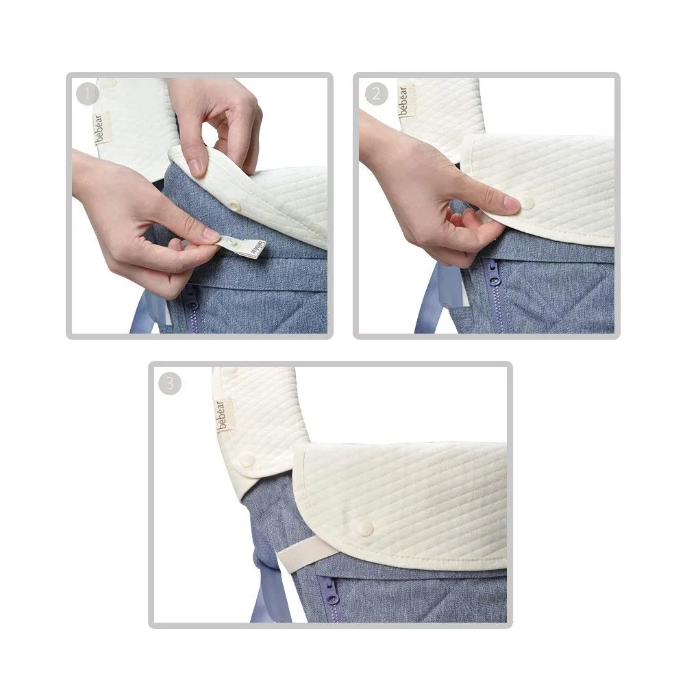 Bebamour Teething Pads for Baby Carrier, 100% Cotton Drool Bibs for Baby Carrier Newborn to Toddler, 3PCS Baby Teething Pads for Boys/Girls, Fits All Carrier/Reversible/Natural Beige White
