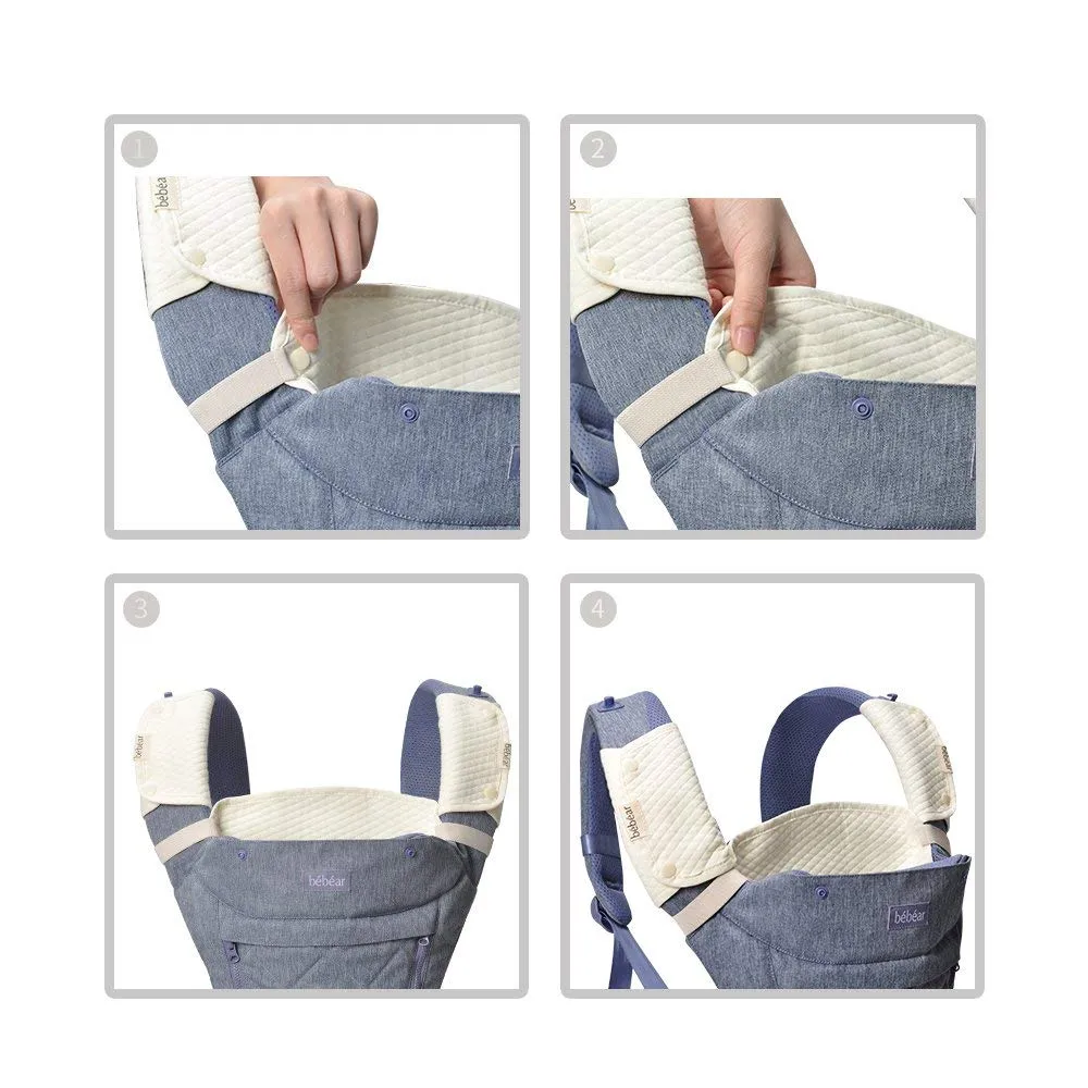 Bebamour Teething Pads for Baby Carrier, 100% Cotton Drool Bibs for Baby Carrier Newborn to Toddler, 3PCS Baby Teething Pads for Boys/Girls, Fits All Carrier/Reversible/Natural Beige White