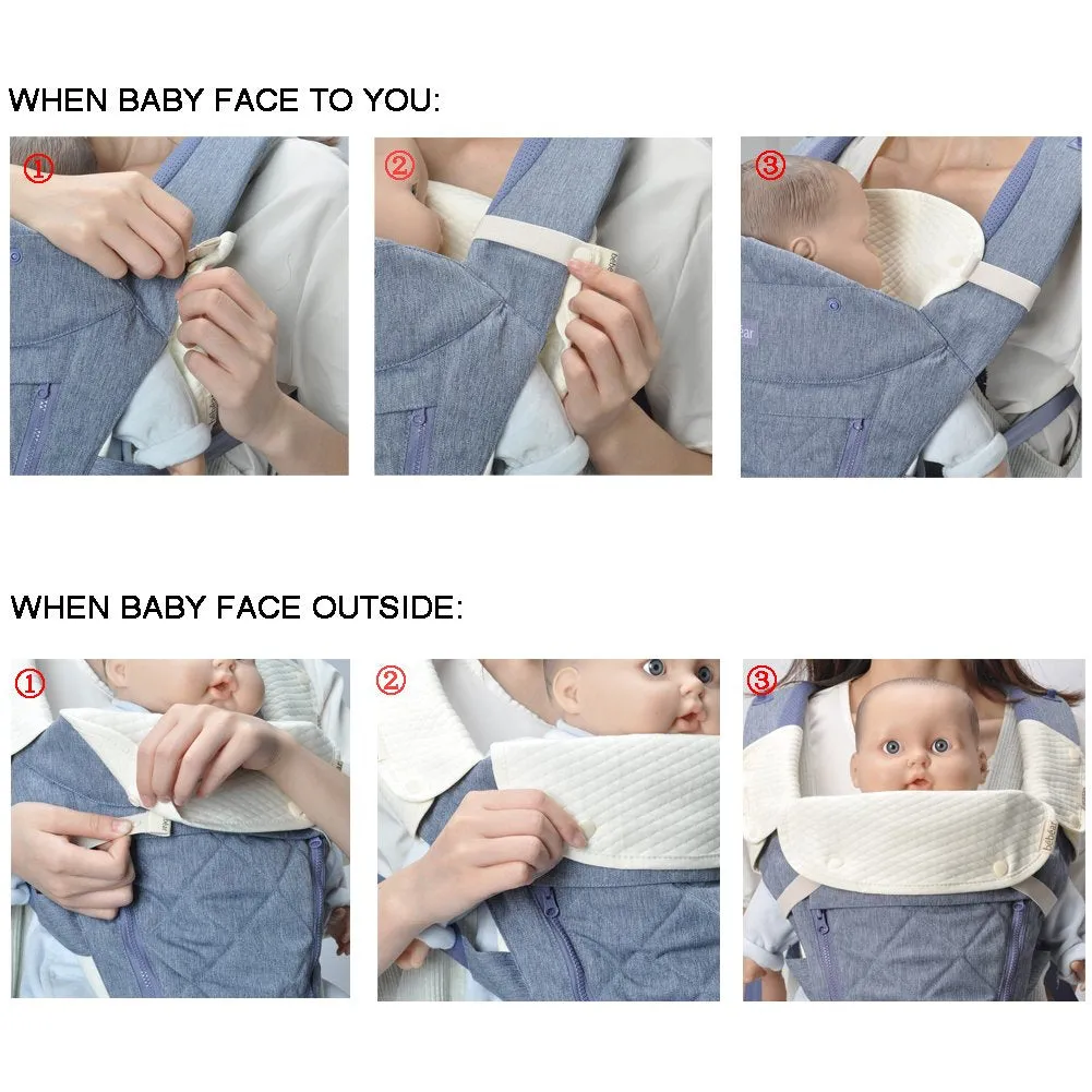 Bebamour Teething Pads for Baby Carrier, 100% Cotton Drool Bibs for Baby Carrier Newborn to Toddler, 3PCS Baby Teething Pads for Boys/Girls, Fits All Carrier/Reversible/Natural Beige White