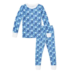 Blue Block Hearts Two Piece Pajamas