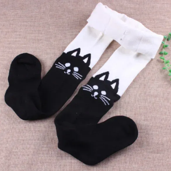 Cartoon Animal Print Girls Winter Knitted Cotton Stockings