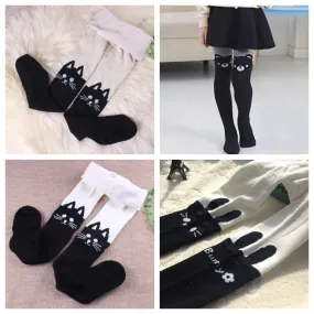 Cartoon Animal Print Girls Winter Knitted Cotton Stockings