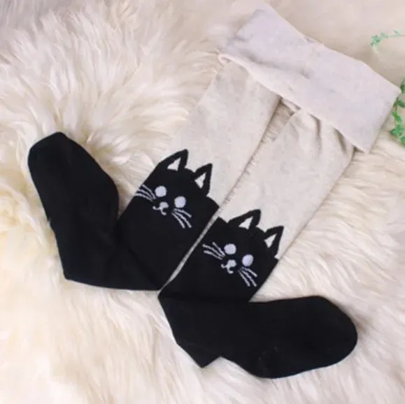 Cartoon Animal Print Girls Winter Knitted Cotton Stockings