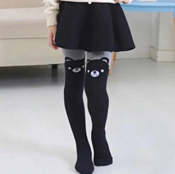 Cartoon Animal Print Girls Winter Knitted Cotton Stockings