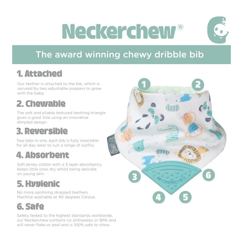 Cheeky Chompers Neckerchew Teething Dribble Bib - Cheeky Animals