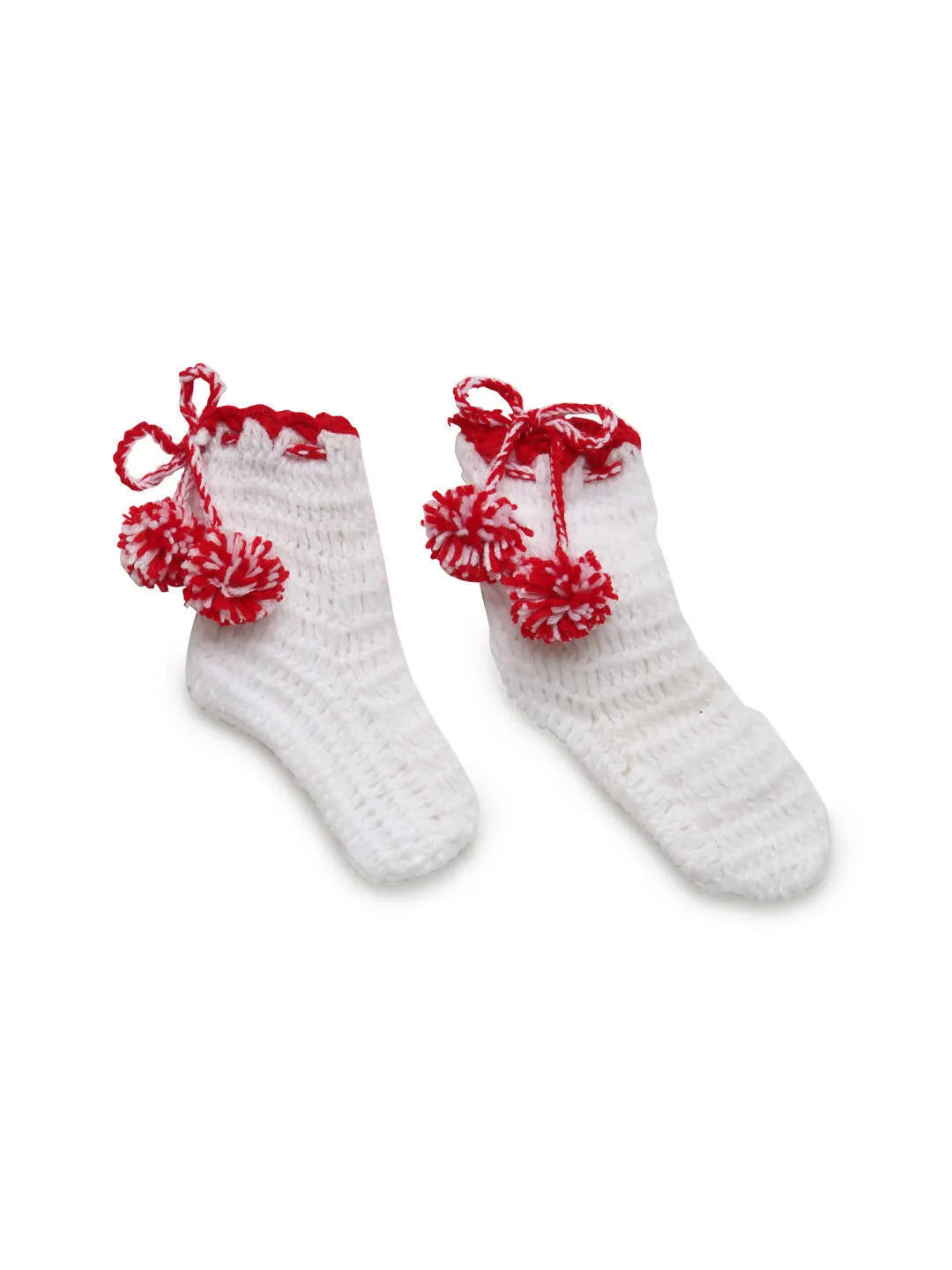 ChutPut Hand knitted Floral Crochet Wool Dress For Baby Girls - Red