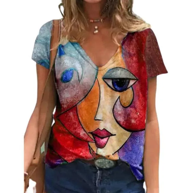 Colorful Face Art T shirts
