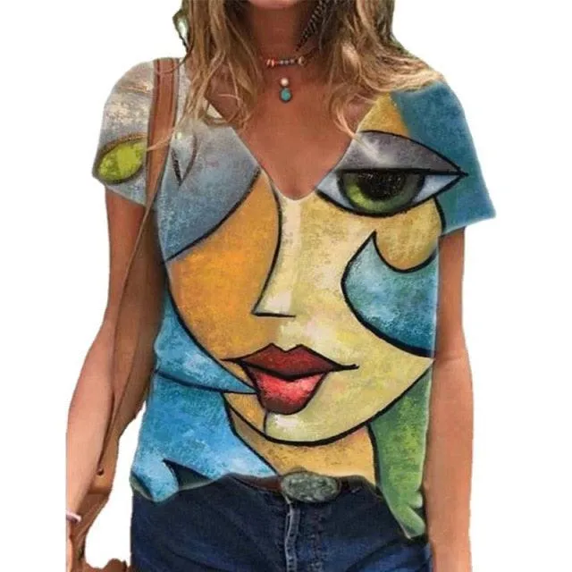 Colorful Face Art T shirts