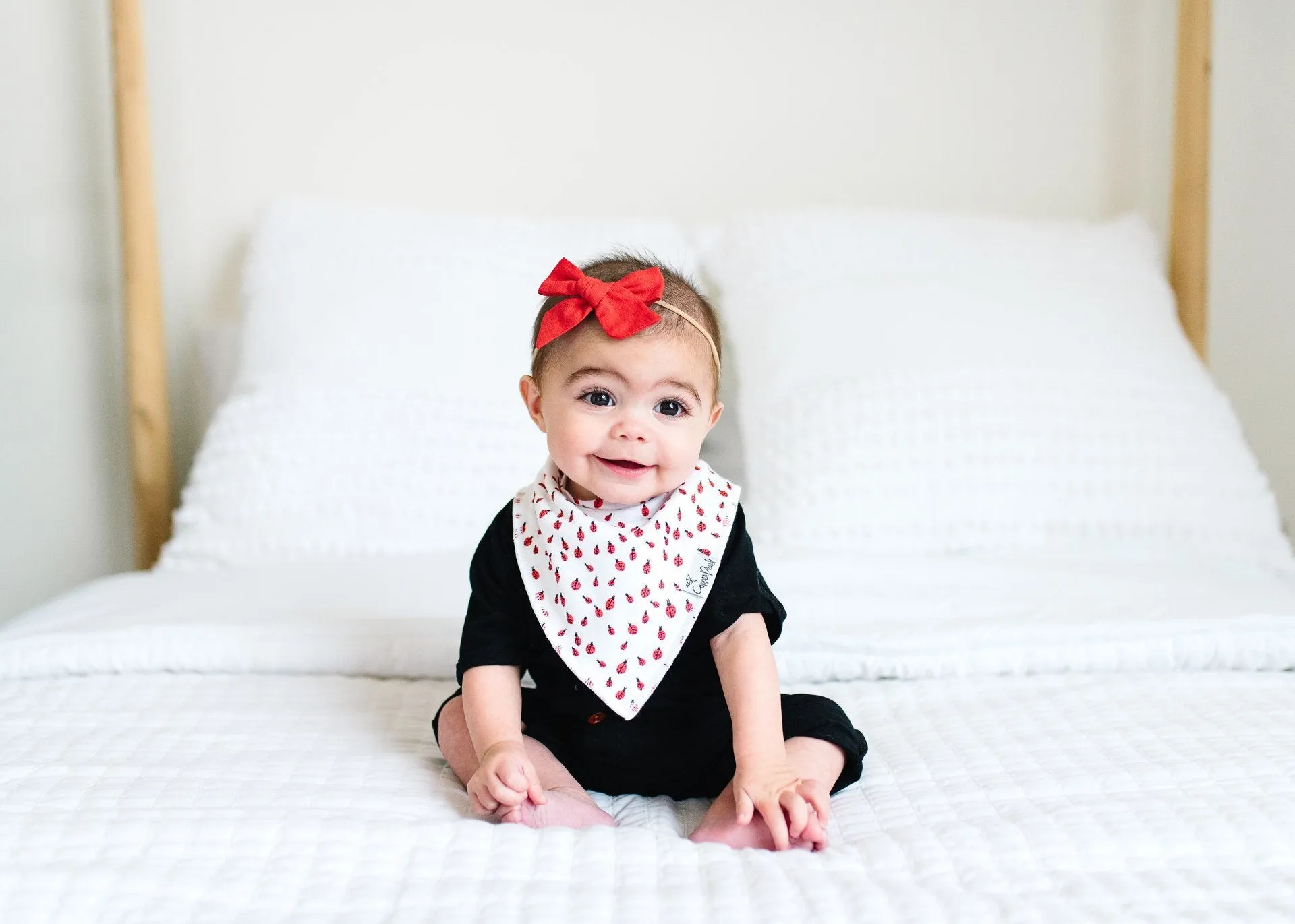 Copper Pearl Dot Bandana Bib Set