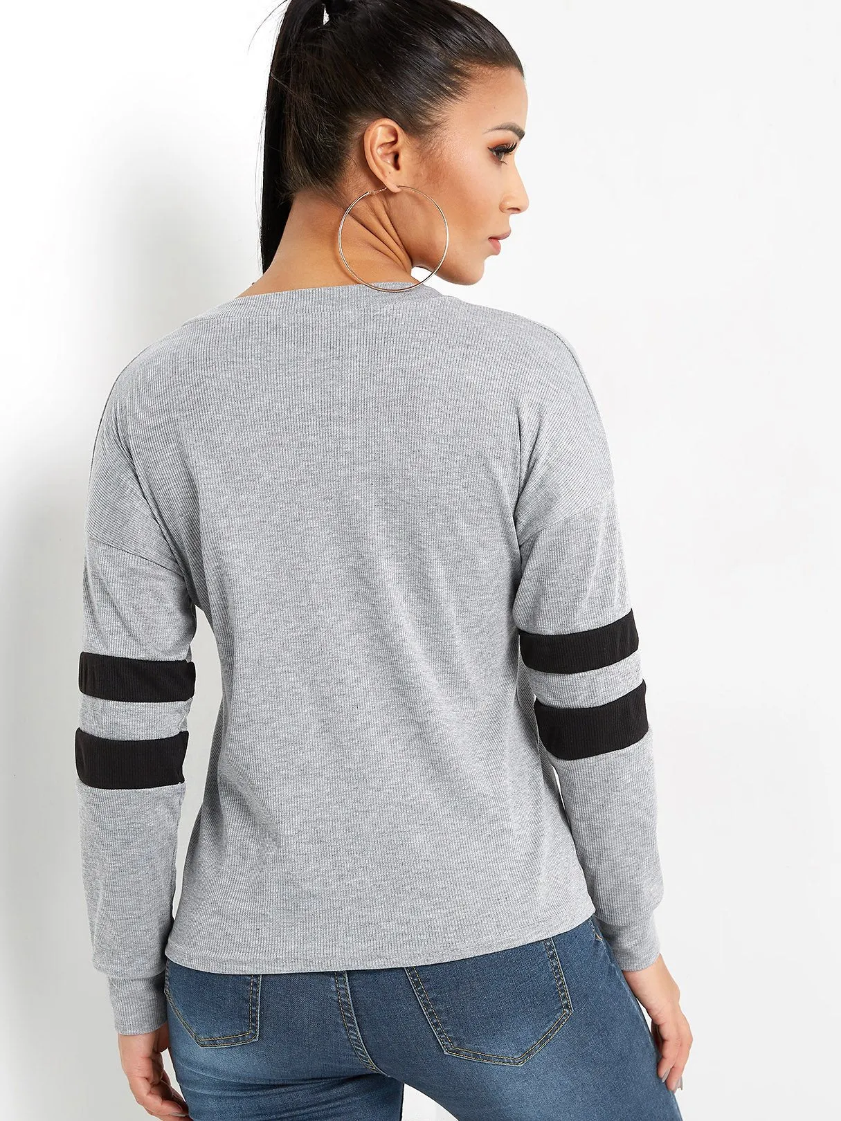 Custom V-Neck Stripe Long Sleeve T-Shirts