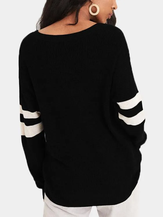 Custom V-Neck Stripe Long Sleeve T-Shirts