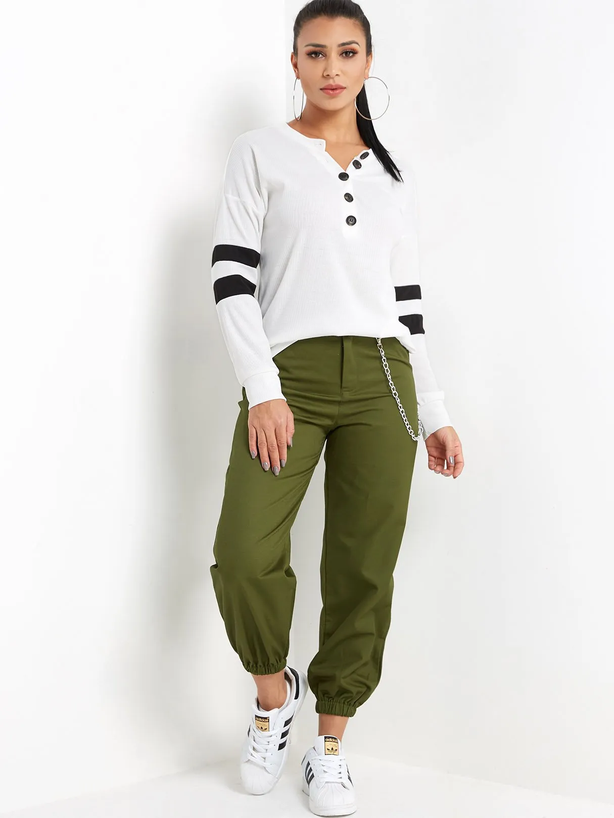 Custom V-Neck Stripe Long Sleeve T-Shirts