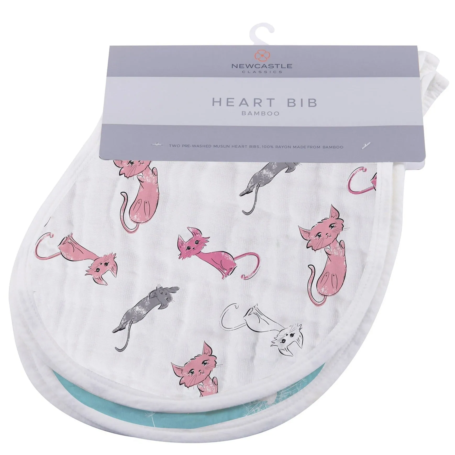 Dandelions Bamboo Heart Bib 2PK