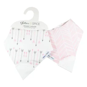 Double Sided Chew Bib - Chiffon Herringbone / Blushing Arrow