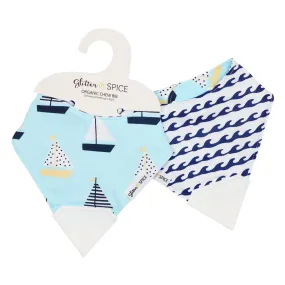Double Sided Chew Bib - Sail Away / Waves