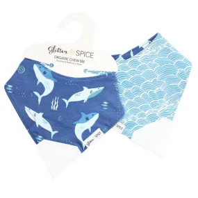 Double Sided Organic Chew Bib - Fintastic Surf's Up
