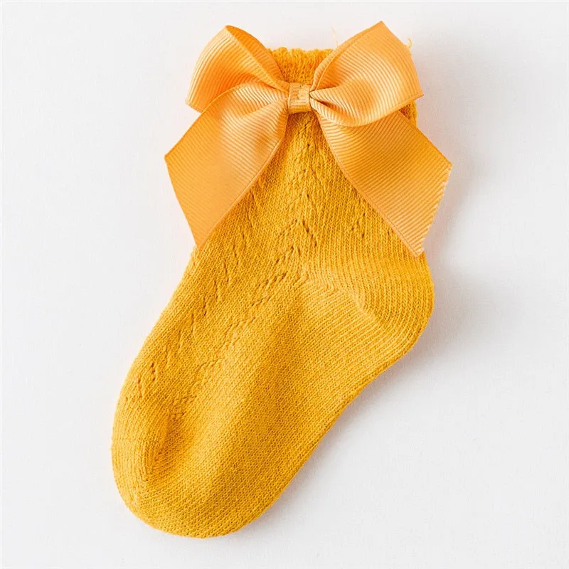 Elegance Baby Bow Knee High Long Sock Soft Cotton Mesh Spanish Style Toddler Socks