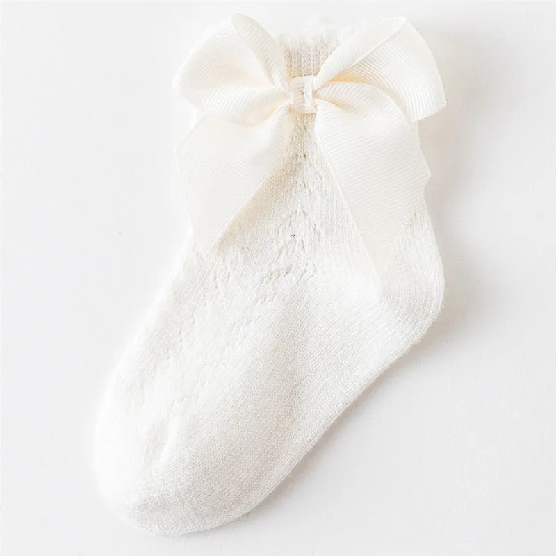 Elegance Baby Bow Knee High Long Sock Soft Cotton Mesh Spanish Style Toddler Socks