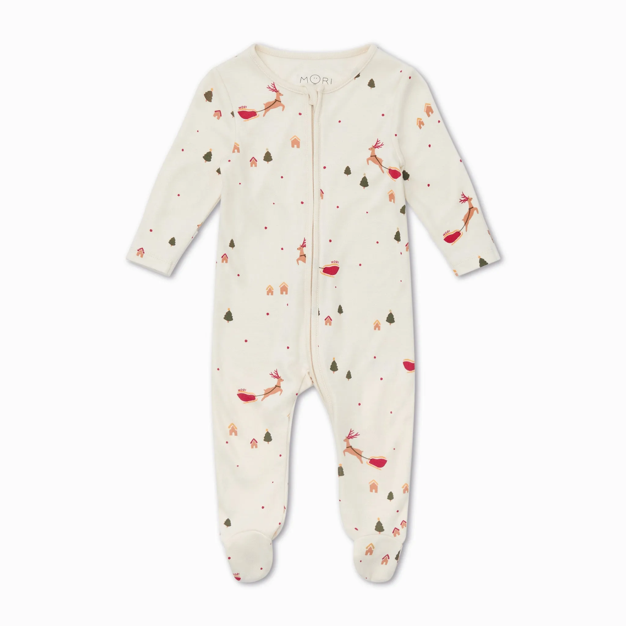 Festive Print Clever Zip Baby Pajamas