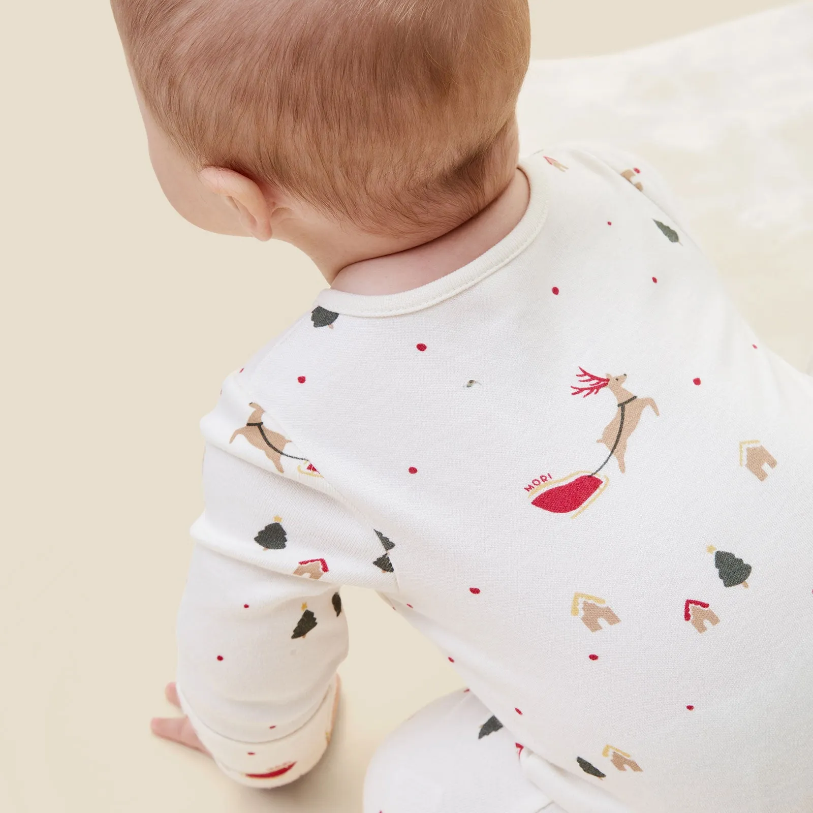 Festive Print Clever Zip Baby Pajamas
