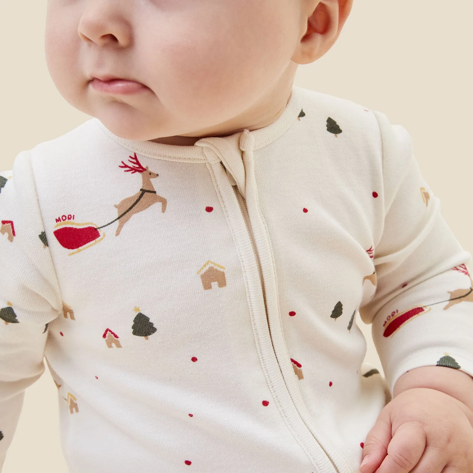 Festive Print Clever Zip Baby Pajamas