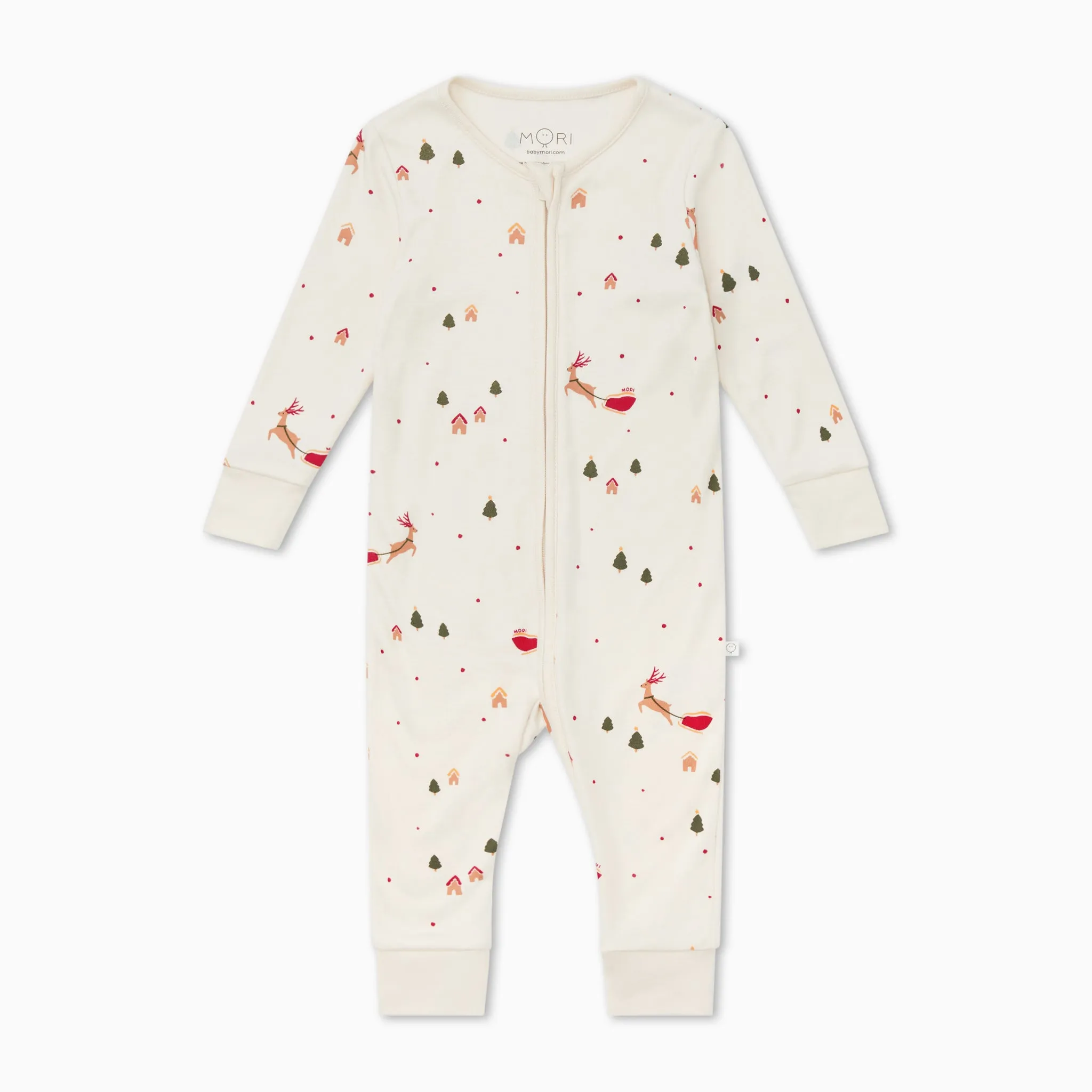 Festive Print Clever Zip Baby Pajamas