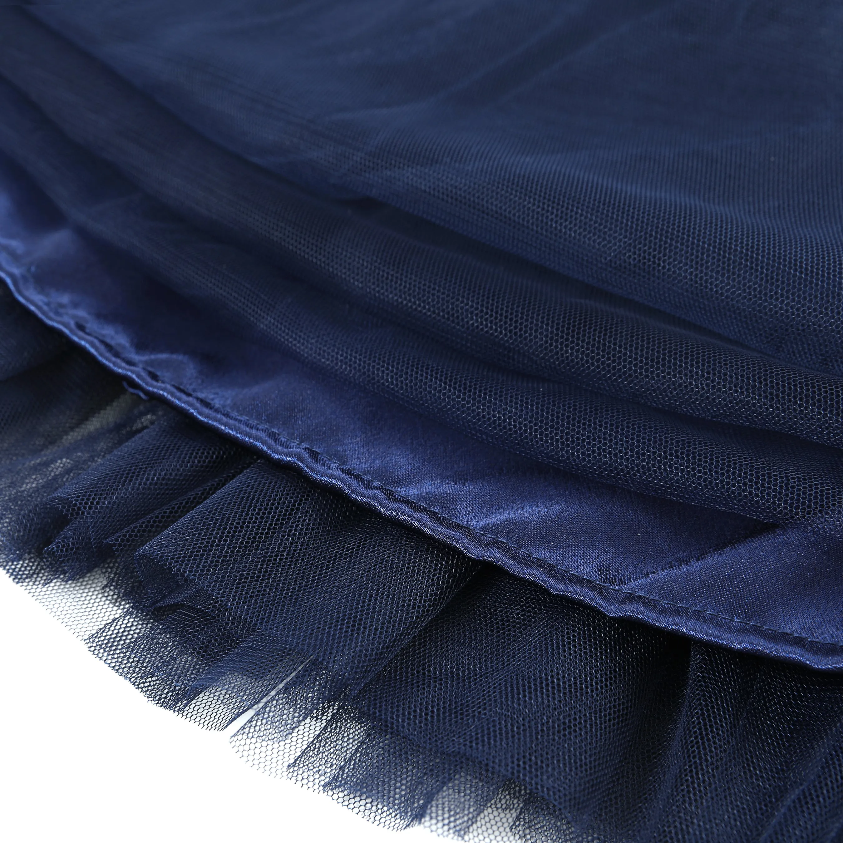 Flofallzique Navy Girls' Tulle Dress Velvet Spaghetti Strap Special Occasion Birthday Party Wedding Kids Summer Dress