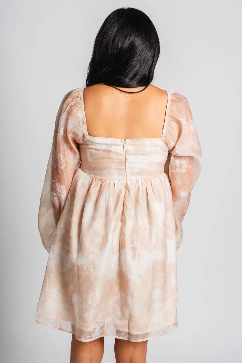 Floral babydoll dress cinnamon