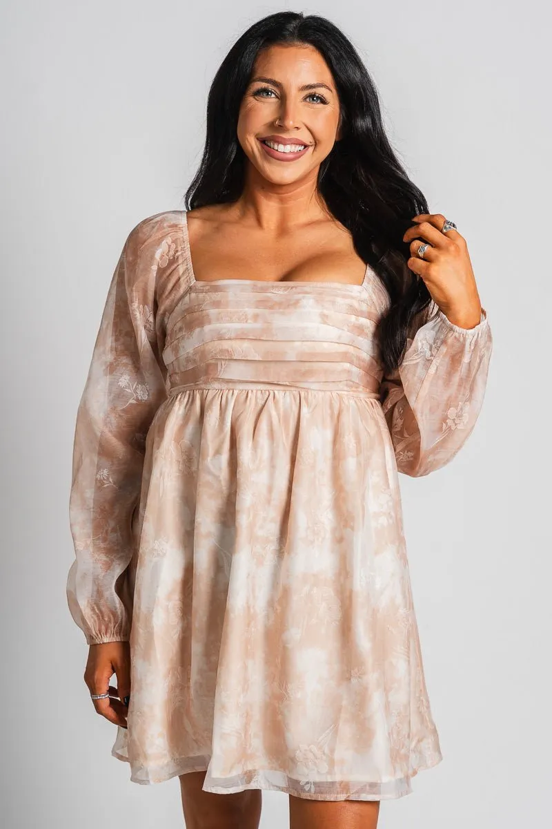 Floral babydoll dress cinnamon