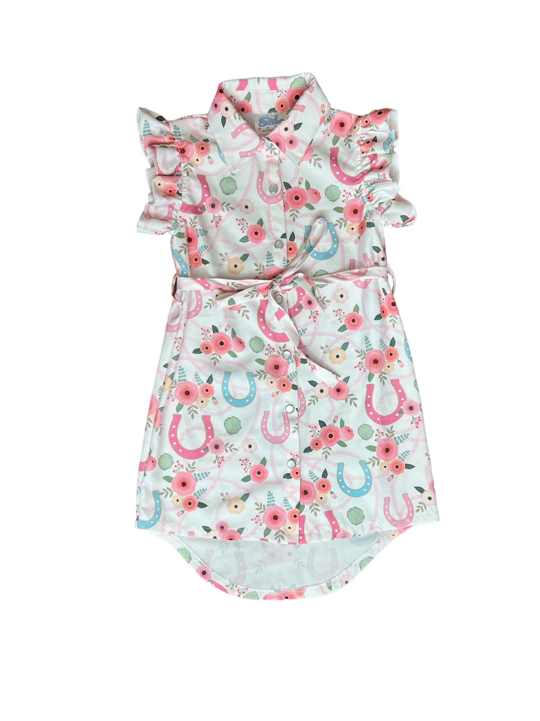 Floral Horseshoe SS Pearl Snap Dress Baby (0-18M)