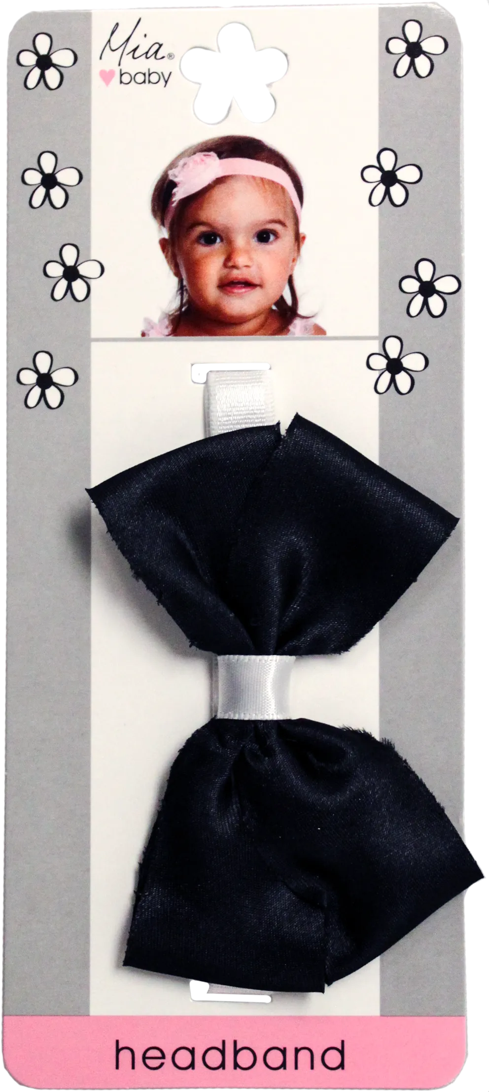 Frayed Satin Bow Headband - White   Black