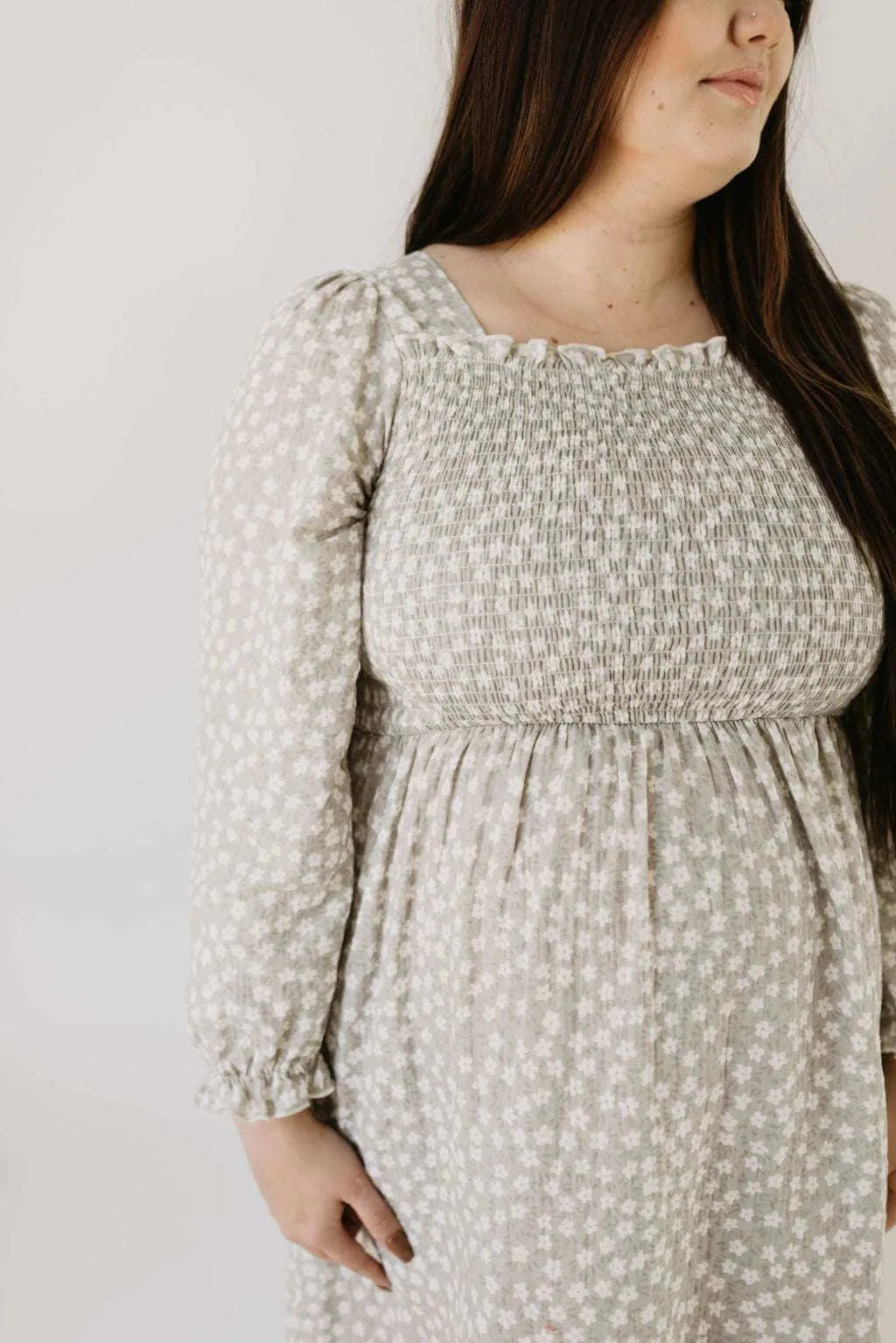French Gray Floral Dress