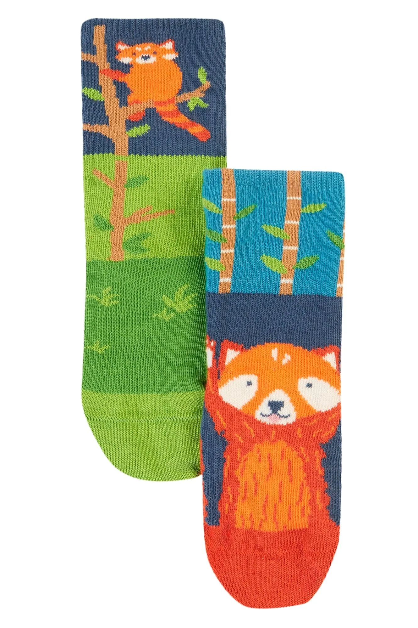 Frugi 2 Pack Fun Fold Over Infant Socks Red Panda