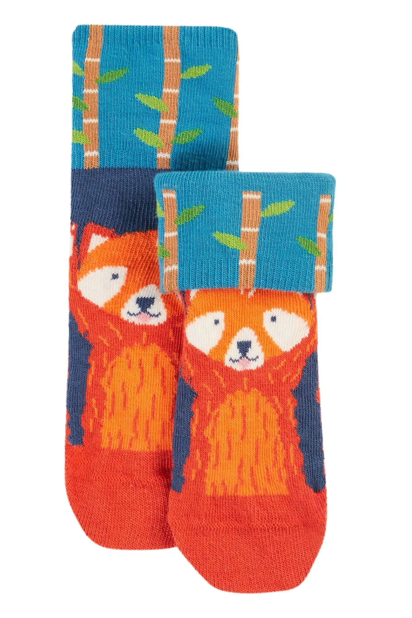 Frugi 2 Pack Fun Fold Over Infant Socks Red Panda