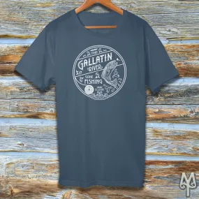 Gallatin River Gone Fishing, white logo t-shirt