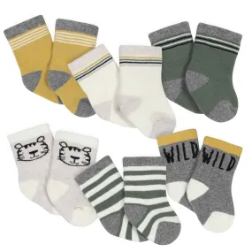 Gerber® 6-Pack Baby Boys Tiger Wiggle-Proof® Crew Socks