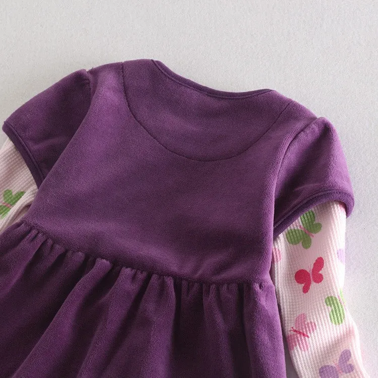 GirlWinter dress children floral dress clothing for girls kids princess baby embroidery cartoon pig dress for girls