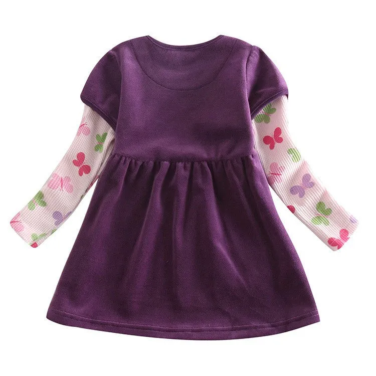 GirlWinter dress children floral dress clothing for girls kids princess baby embroidery cartoon pig dress for girls