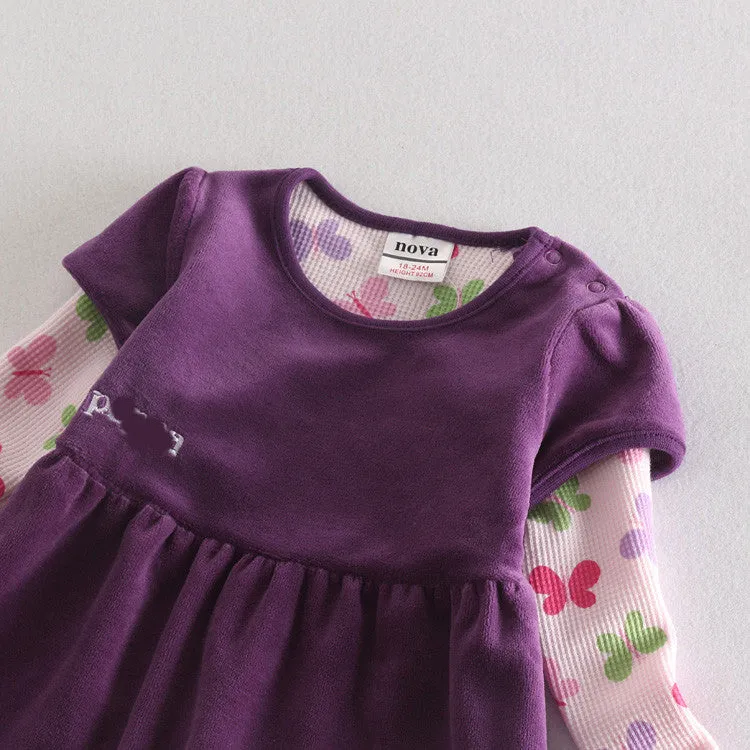 GirlWinter dress children floral dress clothing for girls kids princess baby embroidery cartoon pig dress for girls
